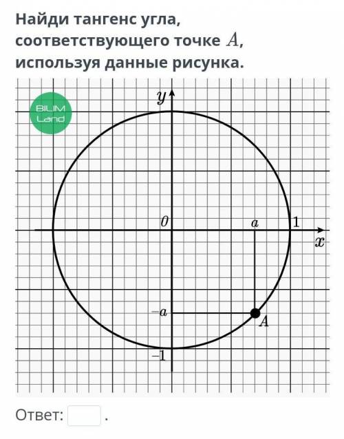 Найди тангенс угла соответствующего точке А используя данные рисунка​