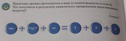 Что получится в результате химического превращения представленных веществ?Представь процесс фотосинт