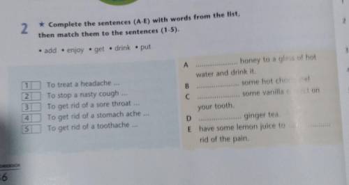 Complete the sentences (A-E) with words from the list,then match them to sentences (1-5)​