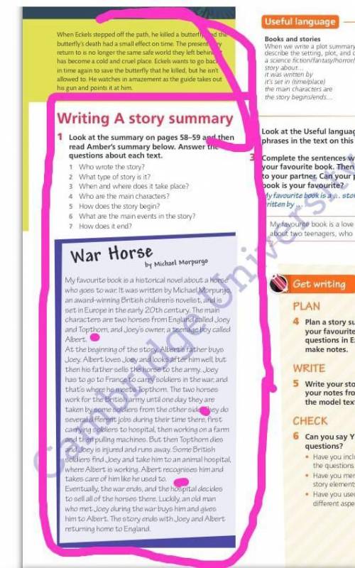 Writing A story summary Prim shearga1 Look at the summary on pages 58–59 and thenread Amber's summar