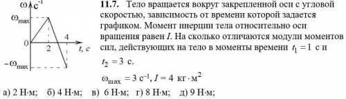 решить задачку по физике ( ) Тело вращается вокруг закрепленной оси с угловой скоростью, зависимость