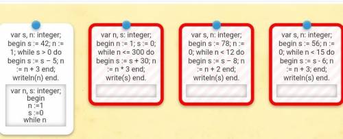 Циклы на Паскале. Расставьте значения в правильном порядке.​