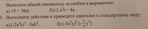 выполнить 2 задания с одночленами. ​