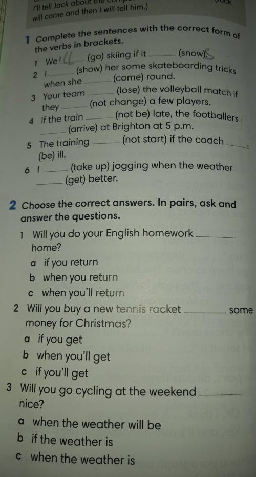 Please help me with English.❤Упражнение 1 и 2 (First Conditional)​