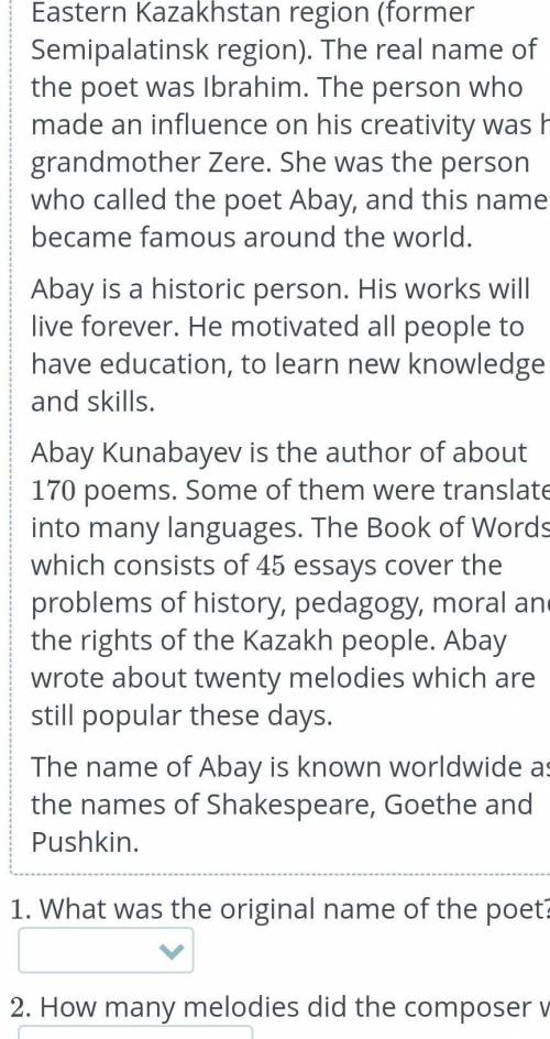 The power of a word Read the text about the outstanding Kazakh poet and philosopher Abay Kunanbayev