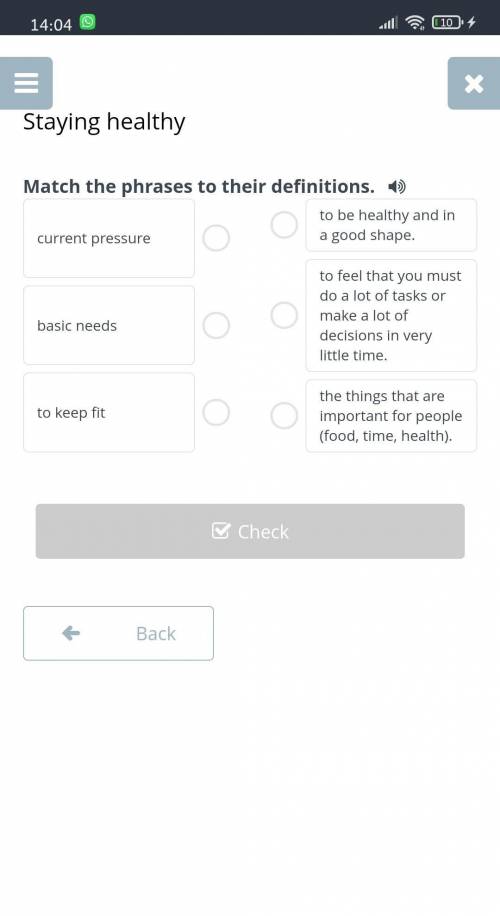 Staying healthyMatch the phrases to their detentions​