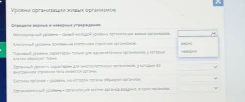 Уровни организации живых организмовОпредели верные утверждения.​