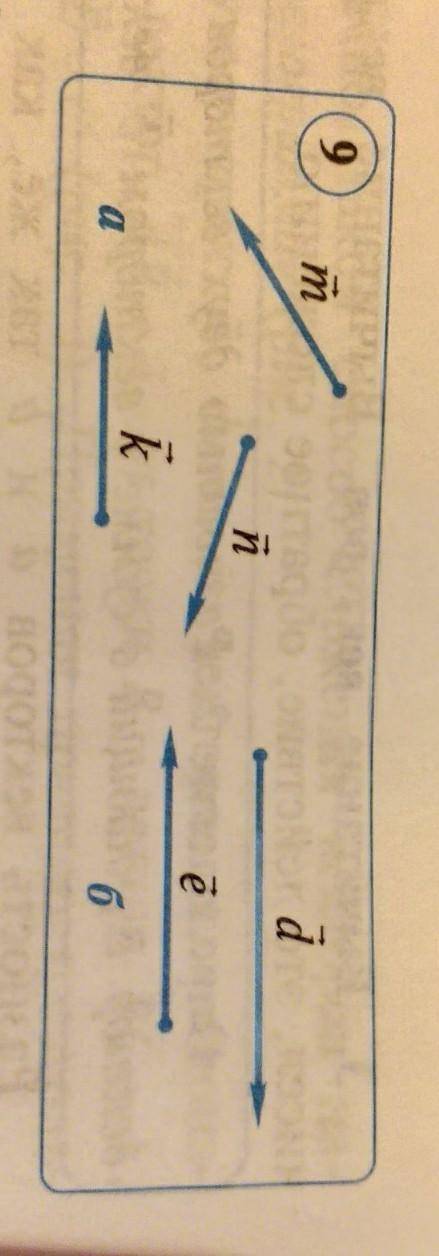 На рисунке 9 изображены векторы m, n и k, d и e. Постройте векторы: 1) m+n+k; 2) d+e​