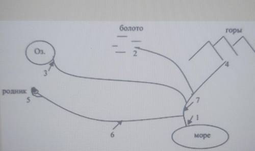 На схеме речной системы цифрой 7 обозначена река. Укажите, что обозначено под остальными цифрами. ​
