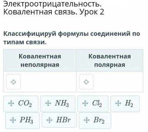 Классифицируйте формулы соединений по типам связи.​