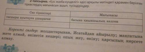 2-тапсырма. «Қос жазба күнделігі» әдісі арқылы мәтіндегі қарамен бері басына қиыншылык келгенКеректі