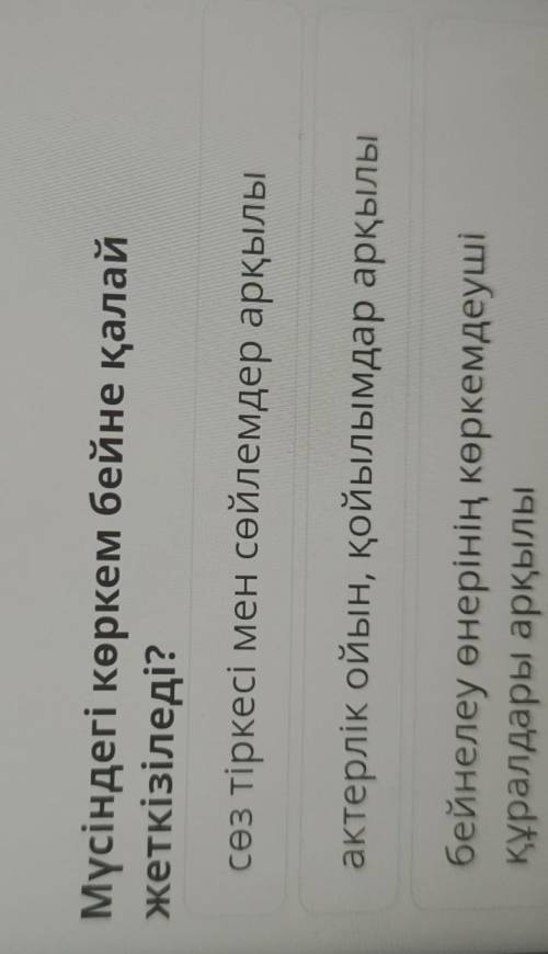 Музыка және мүсін өнері Мүсіндегі көркем бейне қалайжеткізіледі?сөз тіркесі мен сөйлемдер арқылыакте