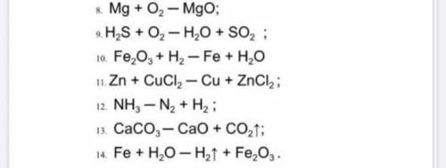 Химия 8 класс (тип реакций тоже указать)