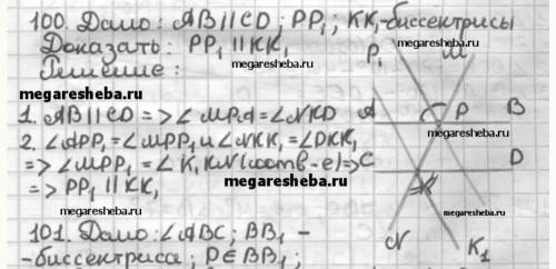 На рисунке 246 прямые АВ и CD параллельны. Докажите, что биссектрисы углов АРМ и DKN параллельны.​