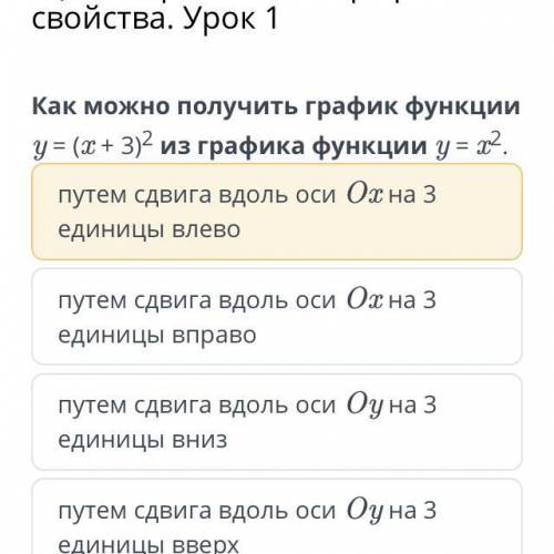 Как можно получить график функции у=(х+3)^2 из графика функции у=х^2