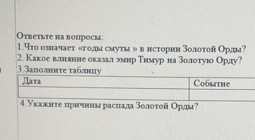 ответьте на вопросы: 1. Что означает «годы смуты » в истории Золотой Орды?2. Какое влияние оказал эм