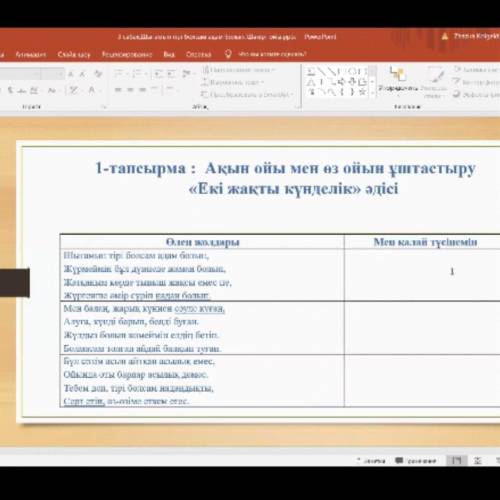 Ақын ойы мен өз ойын ұштастыру.￼￼Шыгамын тірі болсам адам болып.Әр шұмаққа ойымды жазу