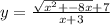 y = \frac{ \sqrt{ {x}^{2} + - 8x} + 7}{x + 3}