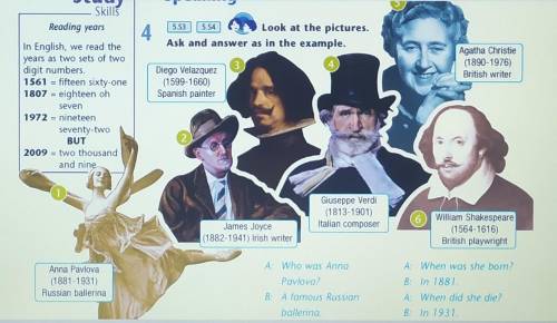 Skills Reading years45.53 5.54Look at the pictures.Ask and answer as in the example.4Agatha Christie