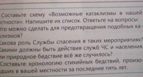 Нанести 1. Составьте схему «Возможные катаклизмы в нашейместности». Напишите их список. ответьте на