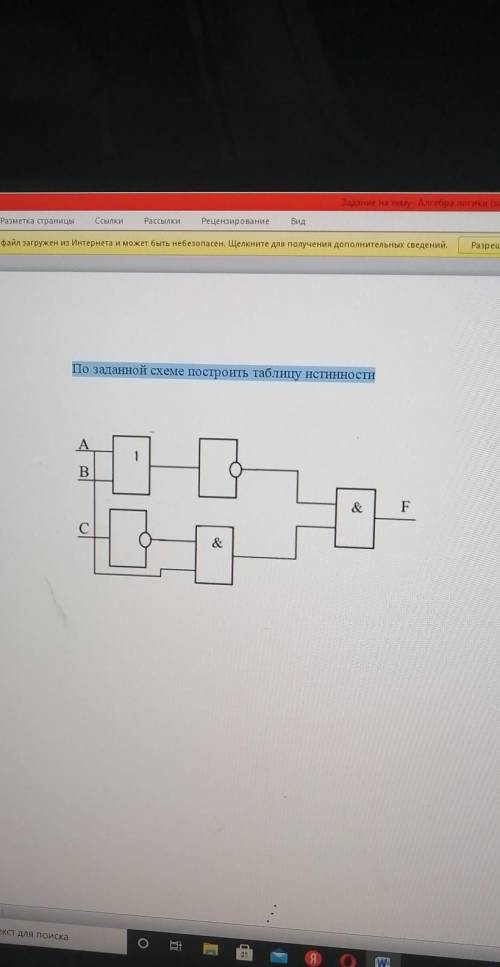 По заданной схеме построить таблицу истинности ​