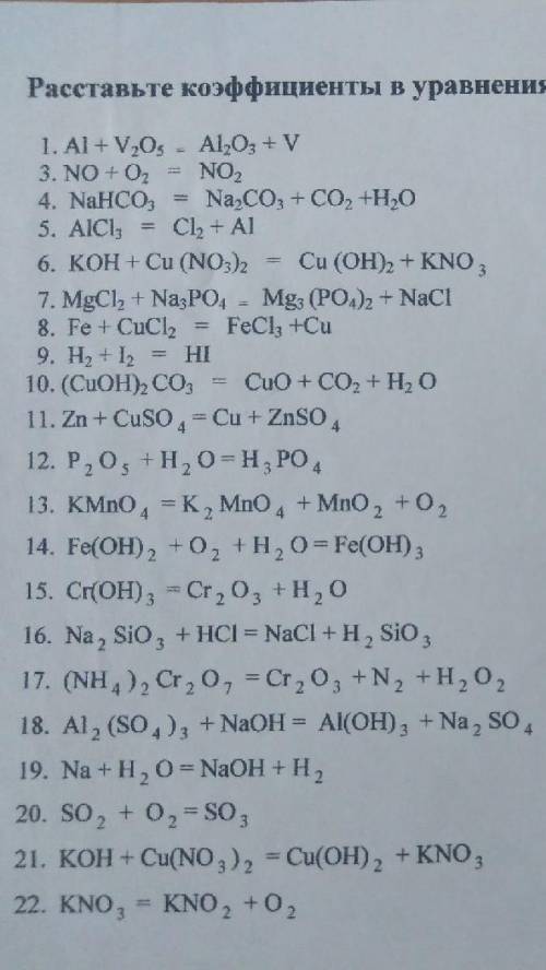 Расставьте коэффициенты в уравнениях химических реакциях и укажите типы реакций​