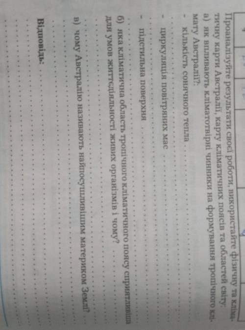 Проаналізуйте результати своєї роботи, використайте фізичну та кліма- тичну карти Австралії, карту к