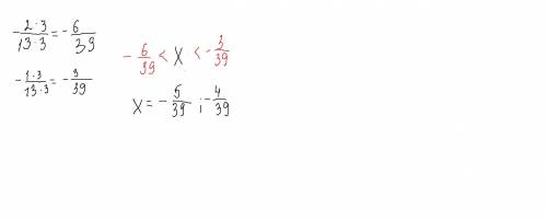 Запиши деякі два дроби, що задовольняють нерівність -2/13 <х< - 1/13