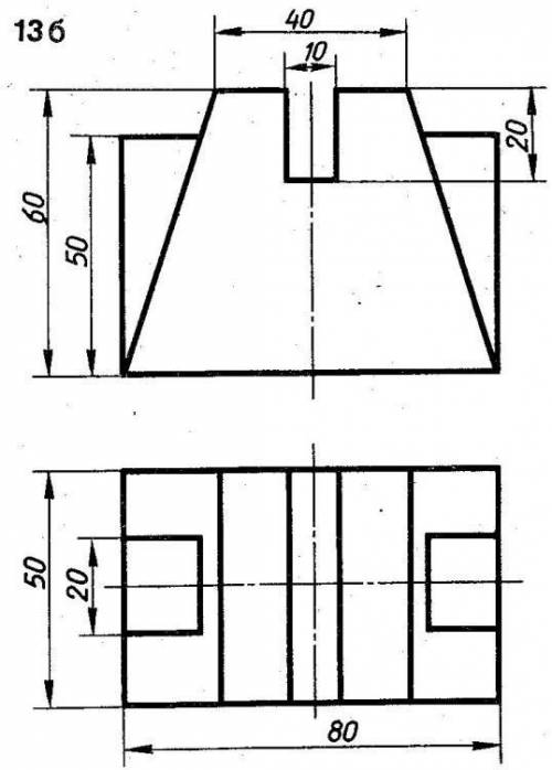Начертить третью проекцию по двум заданным проекциям (вид сбоку). Нужно прям сегодня