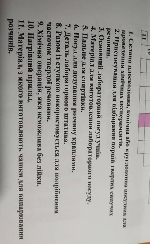 Кросворд з хімії на 11 слів до ть ​