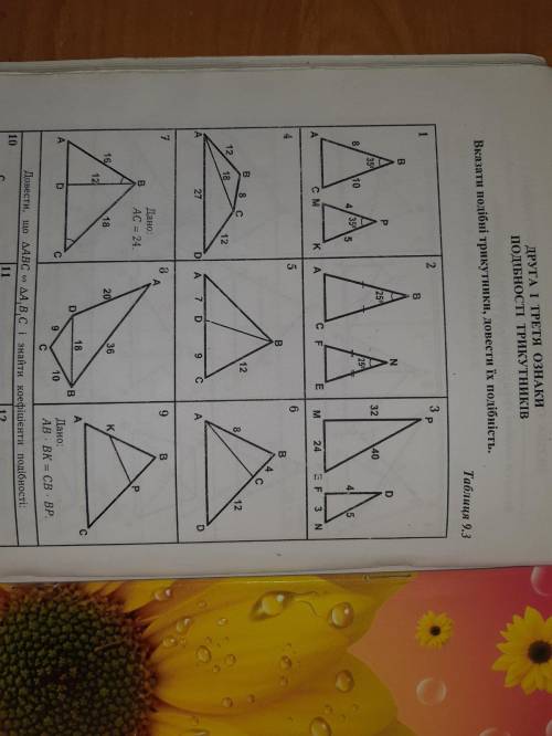 Вказати подібні трикутники довести їх подібність