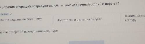 Для каких рабочих операций потребуются лобзик, выпиловочный столик и верстак? Верных ответов: 2Выпил