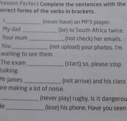 Present Perfect Complete The sentences with the correct forms of the words in brackets​