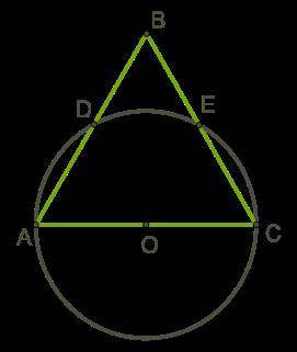 Сторона рівностороннього трикутника AC завдовжки 46 см є діаметром кола. Коло перетинається з двома