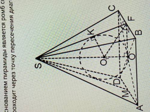 Основанием пирамиды является ромб со стороной и большей диагональю 80. Высота пирамиды равна 32 и пр