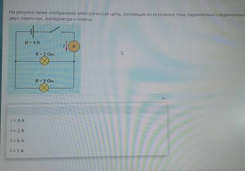 На рисунке ниже изображена электрическая цепь, состоящая из источника тока, параллельно соединенных