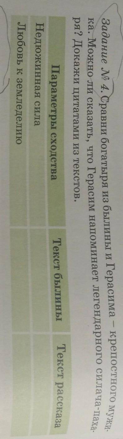 Задание № 4. Сравни богатыря из былины и Герасима - крепостного му ка. Можно ли сказать, что Герасим