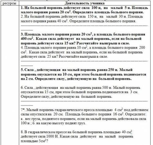 1. На большой поршень действует сила 100 н, на малый 5 н. Площадь малого поршня равна 20 см2. Опреде