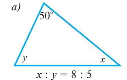 7 найдите неизвестный угол а) х:у =8:5