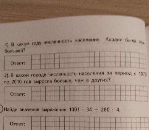 В таблице приведены данные о численности населения трех городов России в разные годы (в тыс. человек