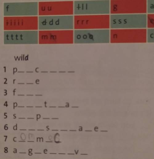 Use the letters to make eight more adjectives.Use each other letter once. буквы:f, uu, lll, g, , , d