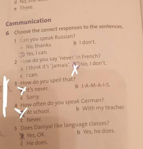 Choose the correct responses to the sentences