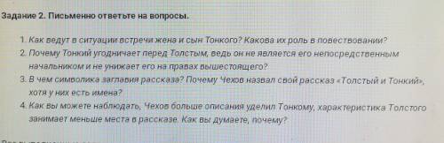 1Как ведут в ситуации встречи жена и сын Тонкого? Какова их роль в повествовании? 2Почему Тонкий уго