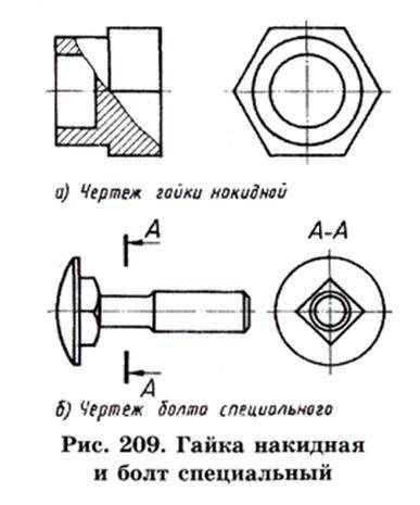 ЧЕРЧЕНИЕ дополните чертежи гайки накидной и болта специального изображением резьбы ОЧЕНЬ