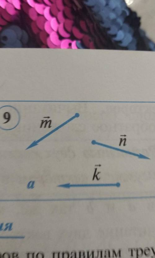 3. На рисунке 9 изображены векторы m, n, а и k. ПостройтеВекторы: 1) m+n+k​