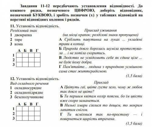 Установіть відповідність.