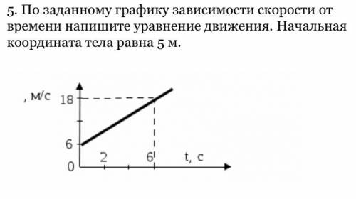 По заданному графику зависимости скорости от времени напишите уравнение движения. Начальная координа