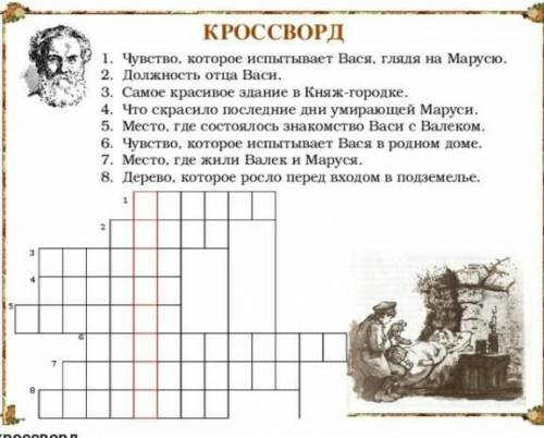 Составить кроссворд по повести В дурном обществе (по 5 вопросов по горизонтали и по вертикали)