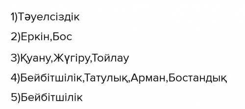 9 тапсырма Тауелсиздик такырыбына синквейн (бес жолды такпак) дайында 1. Такырыпка катысты бир зат е