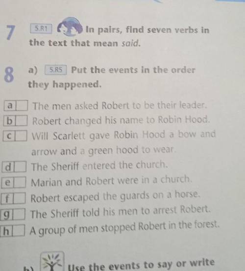 5.R5 Put the events in the order they happend ex 8​